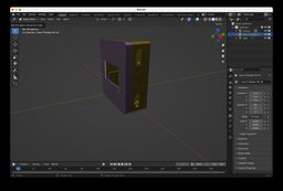 A screenshot of Blender showing the plastic case on its end.